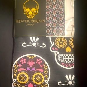 Sugar skull shower curtain 70” 72
